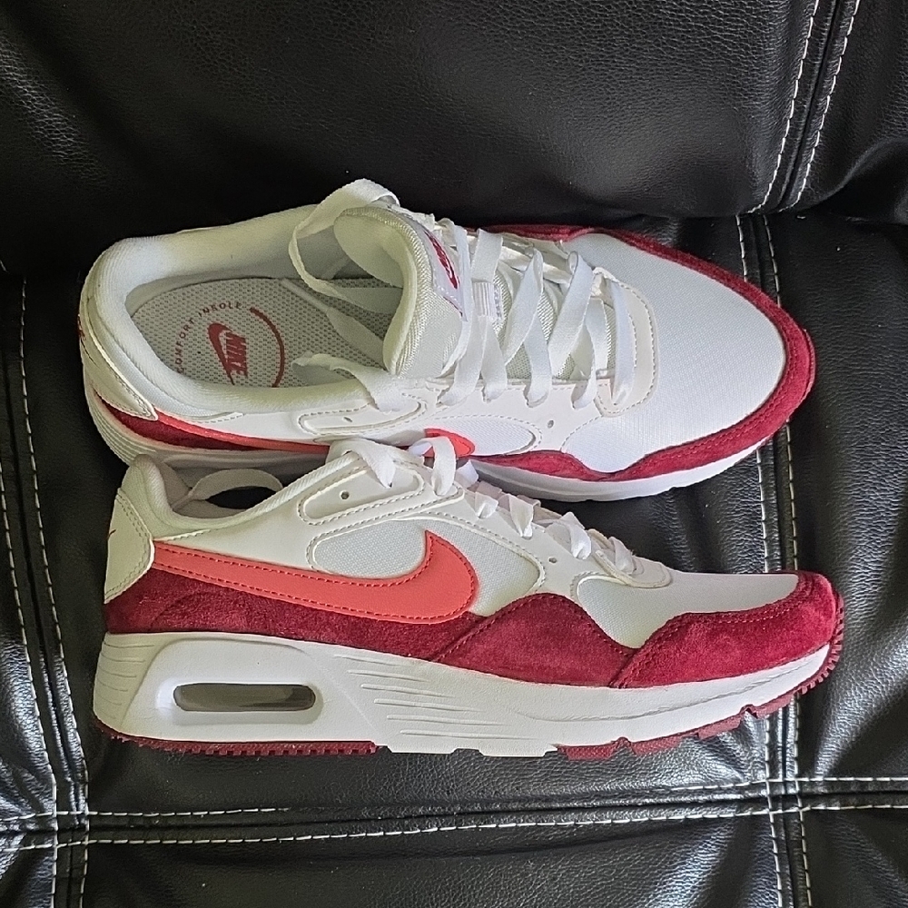 Nike White, Burgundy Suede and Pink Athletic Sneakers